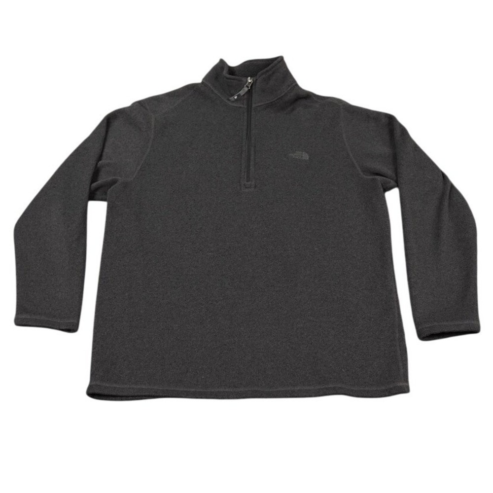 VTG The North Face Fleece Pullover Mens L Black Quarter Zip Gorpcore Tonal Logo